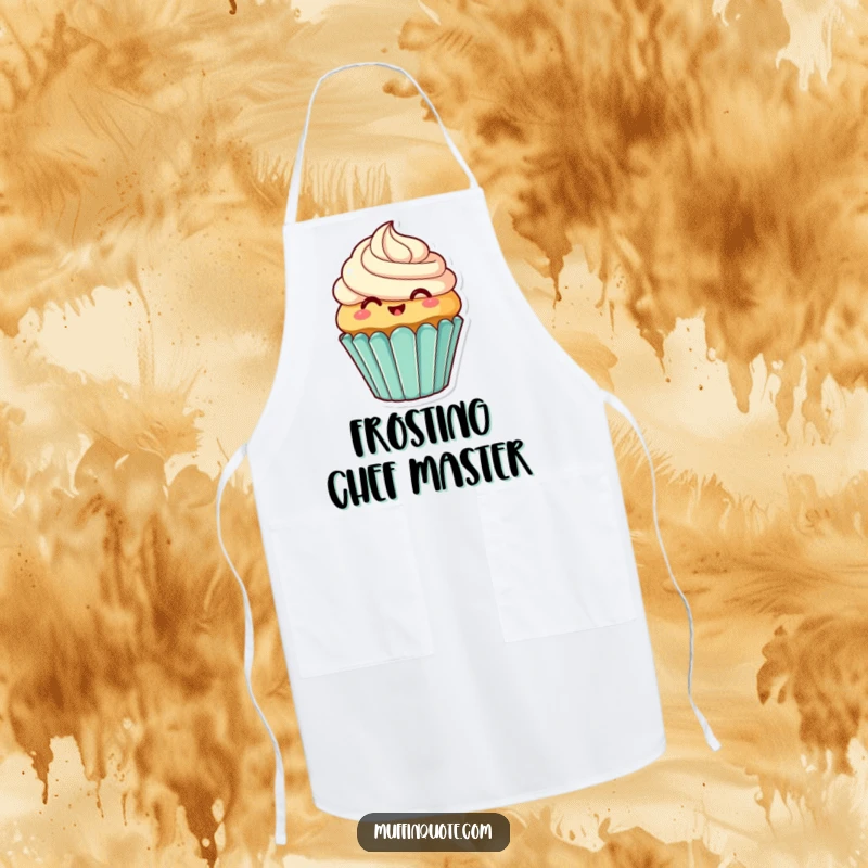 Funny Apron: Smiling cupcake character wiggling its frosting, perfect for adding whimsical charm to baking activities.