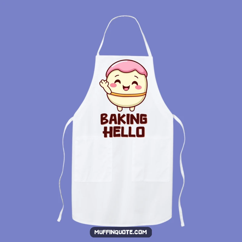 Funny Macaron Waving Apron - Sweet Pastel Character Kitchenwear