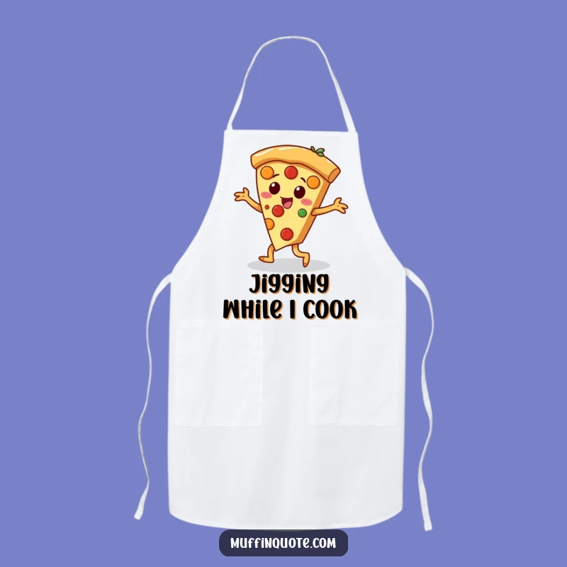 Funny Pizza Jig Apron - Dancing Slice Character Kitchen Gift