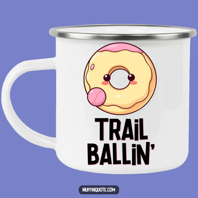 Funny Donut Bouncing Ball Camping Mug - Cheerful Character Adventure Cup