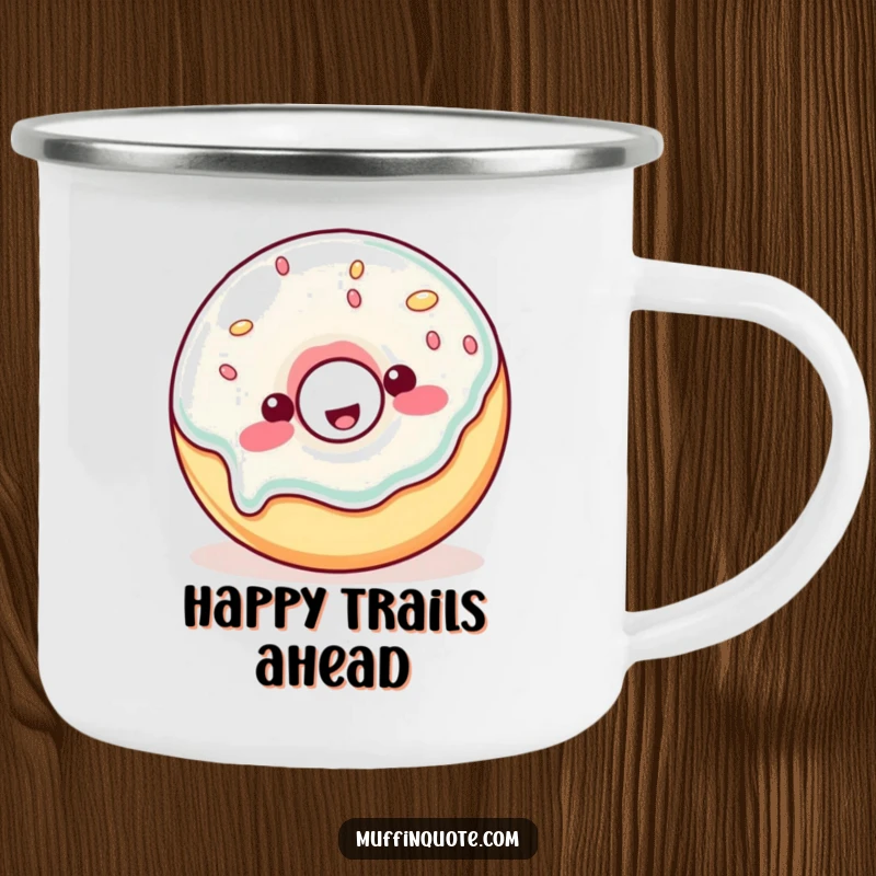 Funny Camping Mug: A wobbly jelly donut character happily wobbles, ready for outdoor enjoyment.
