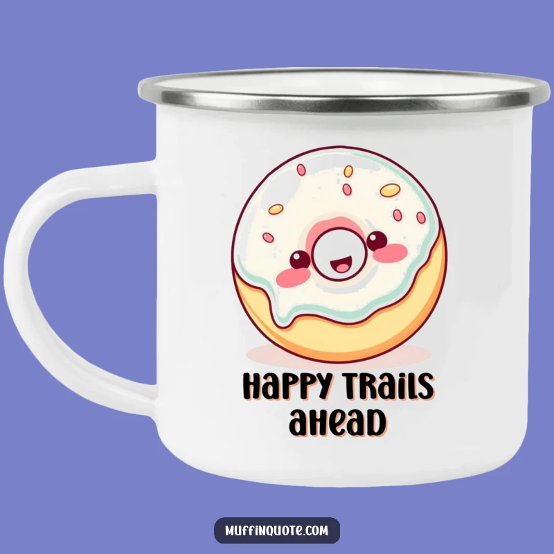 Funny Enamel Camping Mug: Wobbly Donut Treat, Great Funny Gift!