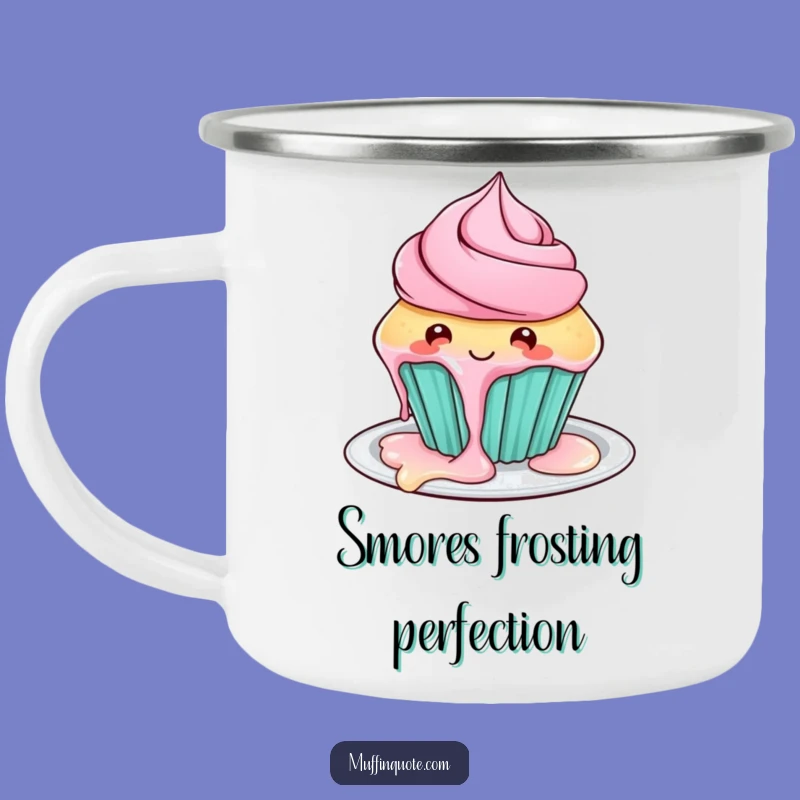 Funny Playful Cupcake Camping Mug - Sweet Frosting Dripping Enamel Cup