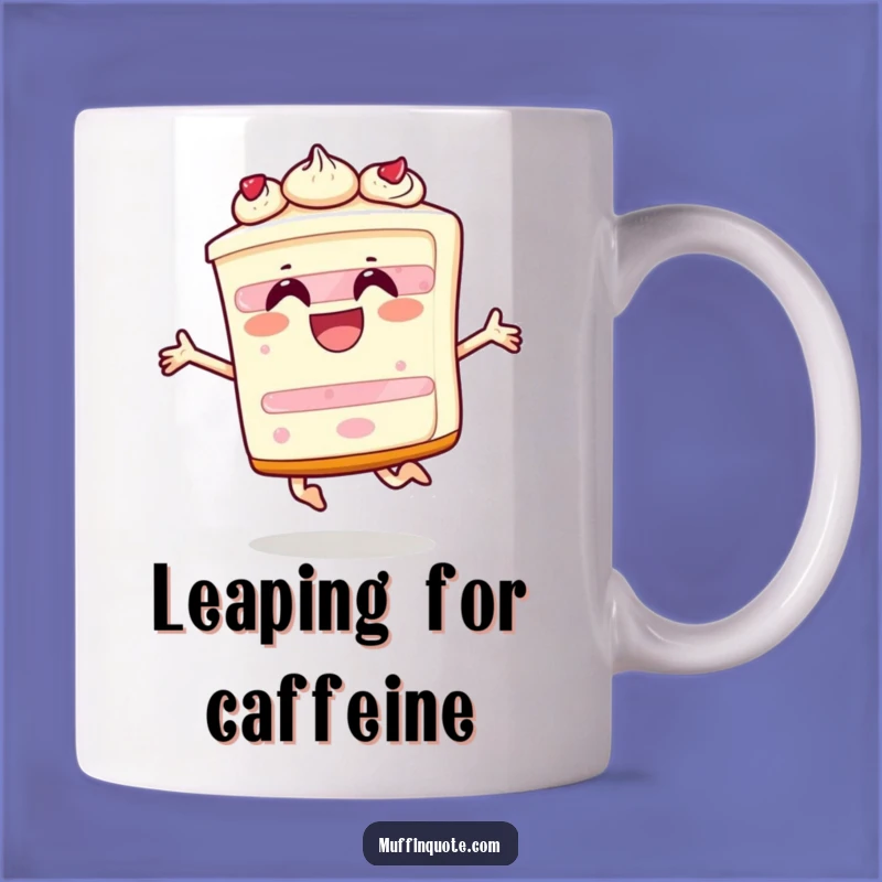 Funny Cake Leap Mug: A Celebratory Gift for Joyful Moments and Sweetness