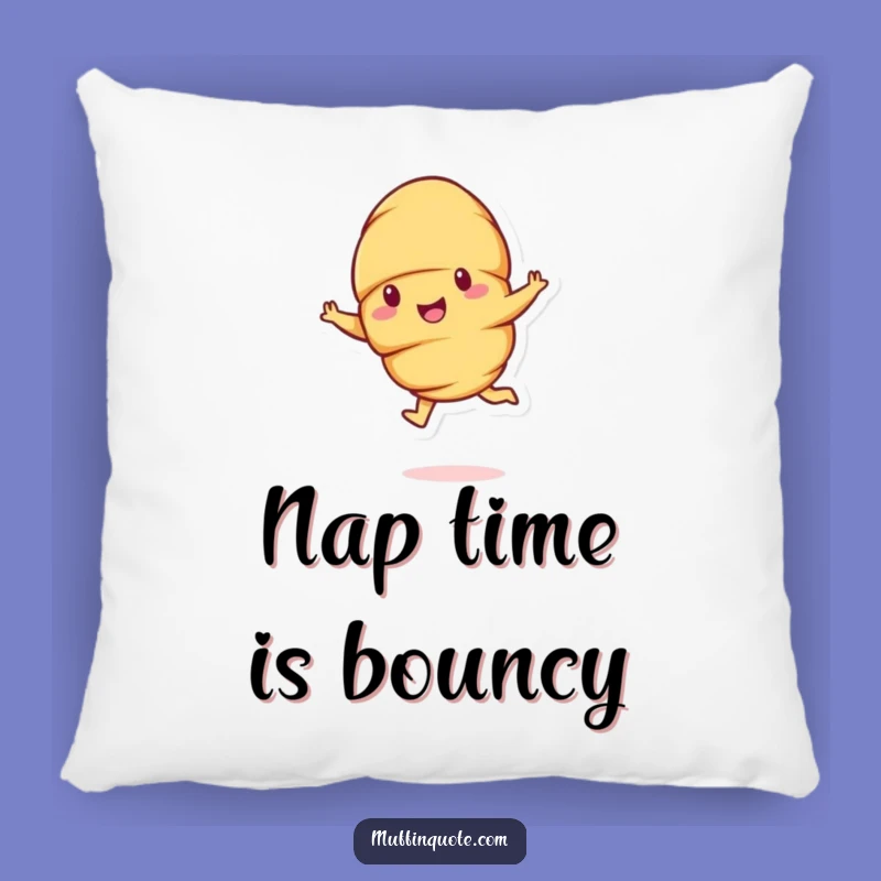 Funny Croissant Leap Pillow - Cheerful Pastry Character Comfort Gift