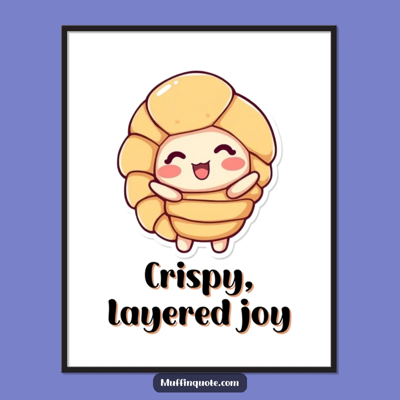 Funny Digital Art Print: Croissant Layers Joy, Stunning Funny Gift!