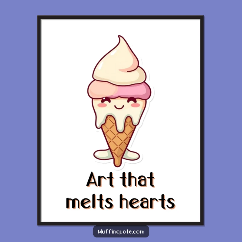 Funny Melting Ice Cream Cone Digital Print - Instant Sweet Joy for Your Walls!