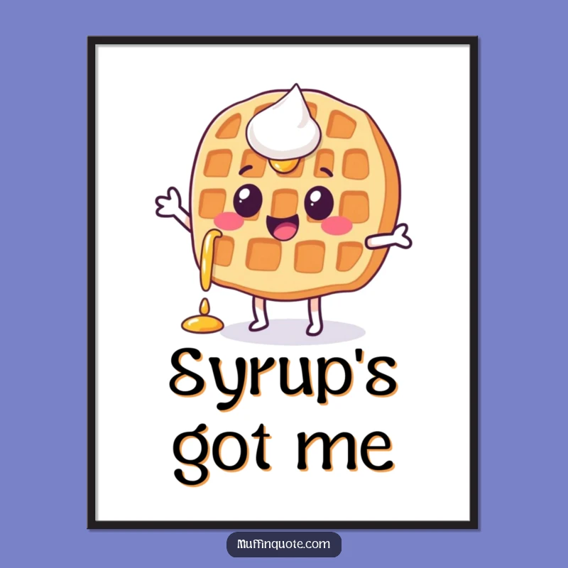 Funny Waffle Jigging Digital Art - Syrupy Character Printable Decor