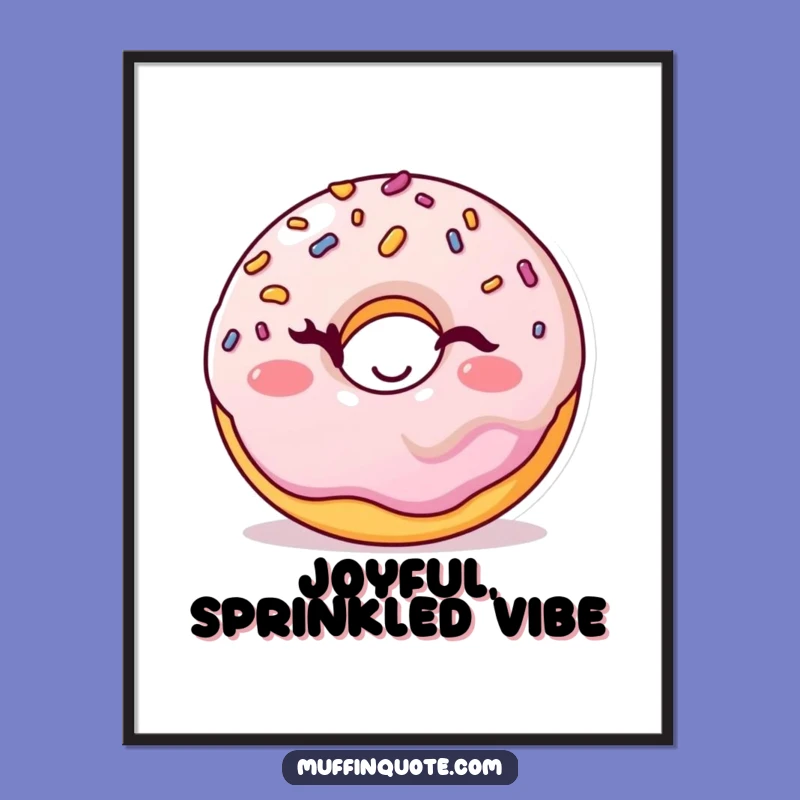 Funny Winking Donut Digital Art: Playful Sprinkles Character for Cheerful Decor