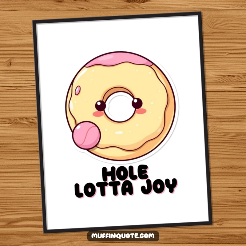 Funny, cheerful donut character energetically bouncing a ball, available as a downloadable digital art print for instant decor.