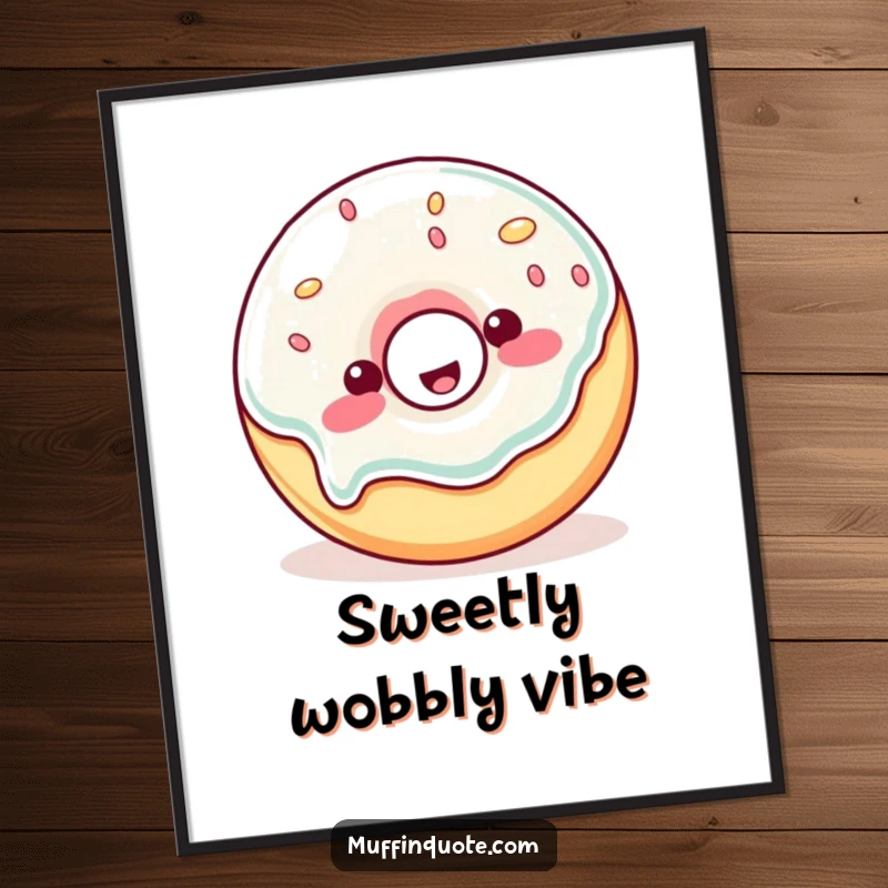 Funny Digital Art Print: A wobbly jelly donut character joyfully wobbles, a vibrant and sweet artwork.