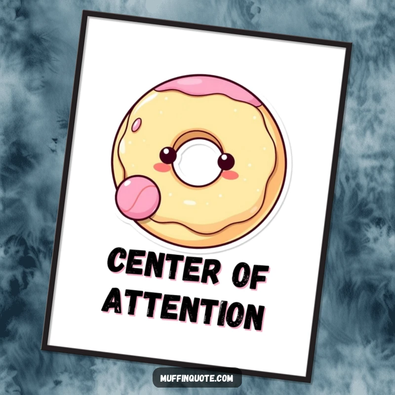 Funny and cheerful donut character happily bouncing a ball, displayed as vibrant wall art, adding humor to any room.