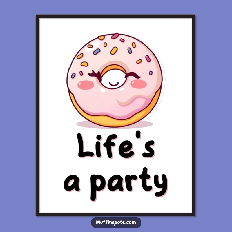 Funny Winking Donut Poster: Brighten Your Wall with Playful Sprinkles Character Art