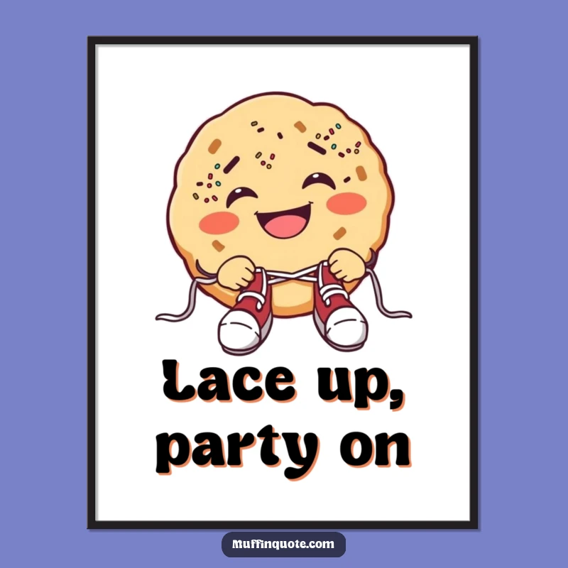 Funny Cookie Shoelace Poster: Bring Sweet Clumsiness and Laughs to Your Walls!