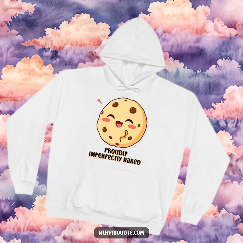 Funny Cookie Bite Hoodie featuring a chortling cookie character missing a bite, offering warmth and humor for cookie lovers and gift-givers.