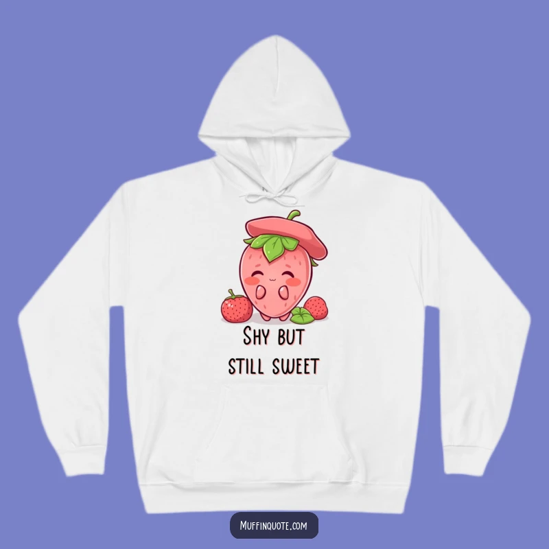 Funny Strawberry Shy Hoodie: Cozy Blushing Comfort, Ultimate Funny Gift for Berry Lovers