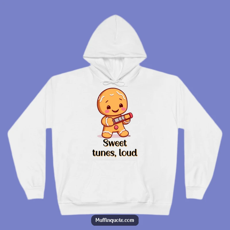 Funny Gingerbread Harmonica Hoodie: Stay Cozy with Musical Holiday Cheer & Humor