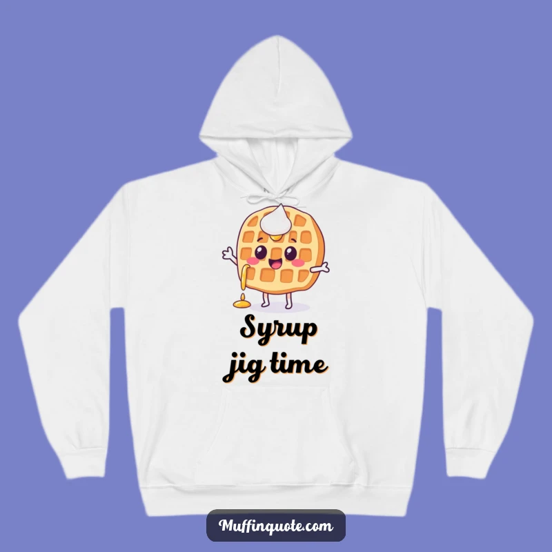 Funny Waffle Jigging Hoodie - Cozy Syrupy Character Sweatshirt