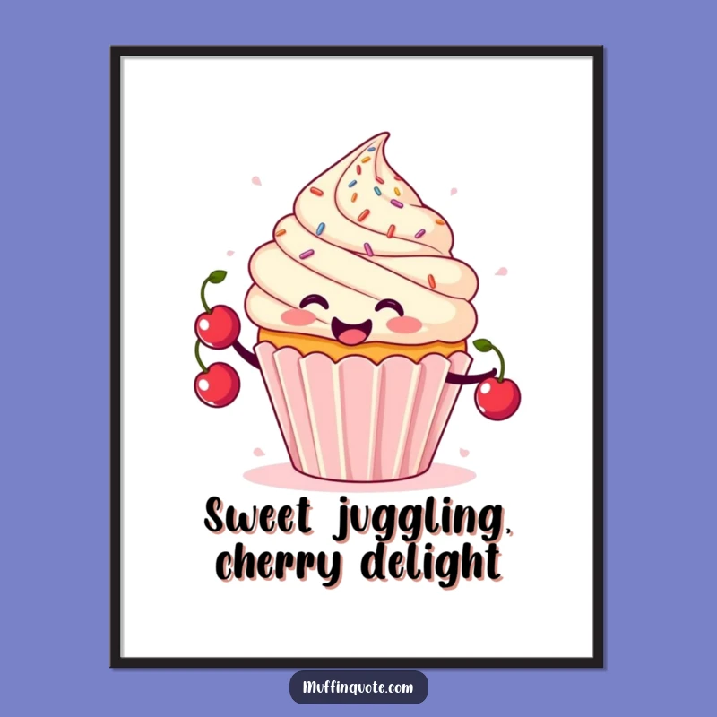 Free Printable Cute Art - Juggling Cupcake Sprinkles Wall Decor Downloadable Gift