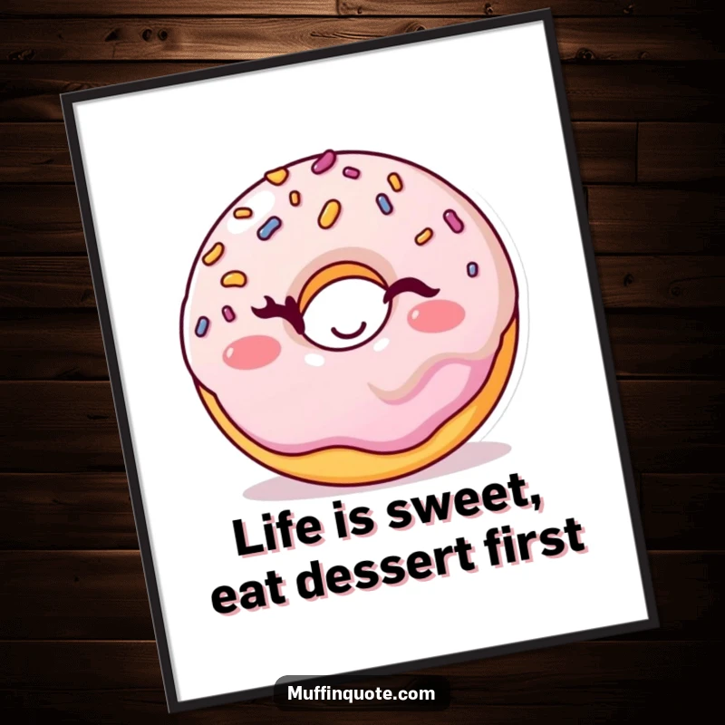 Funny Free Printable Donut Wall Art: A cheerful donut character with sprinkles winking playfully, adding fun to any room.