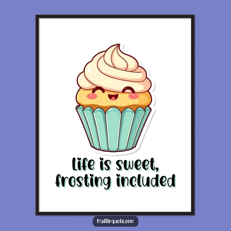 Free Printable Wall Art: Frosty Cupcake Character, Funny Downloadable Decor for a Sweet Space