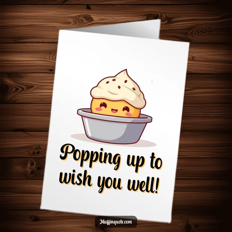 Funny Free Printable Birthday Card: A cheerful muffin character pops out of a baking tin, celebrating with bubbly excitement.