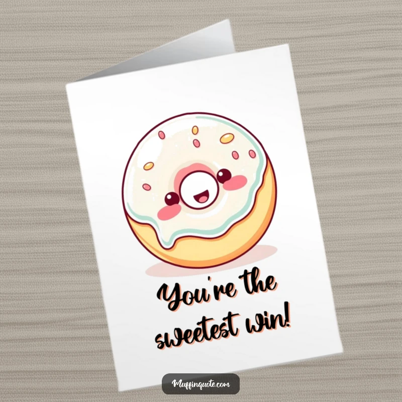 Funny Free Printable Congratulations Card: A cheerful, wobbly jelly donut character celebrates achievements with sugary glee.