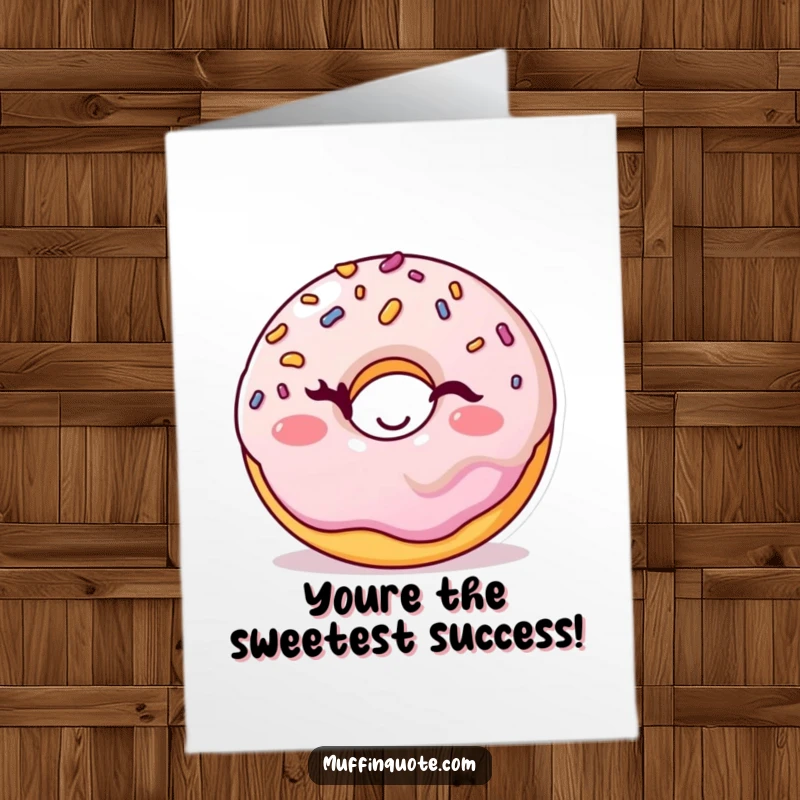 Funny Free Printable Donut Congrats Card: A happy, winking donut with sprinkles celebrating your success with a playful wink.