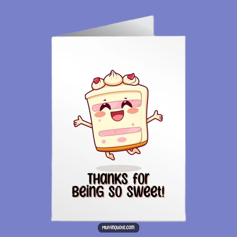 Free Printable Thank You Card: Joyful Cake Leap - Funny Downloadable Gift
