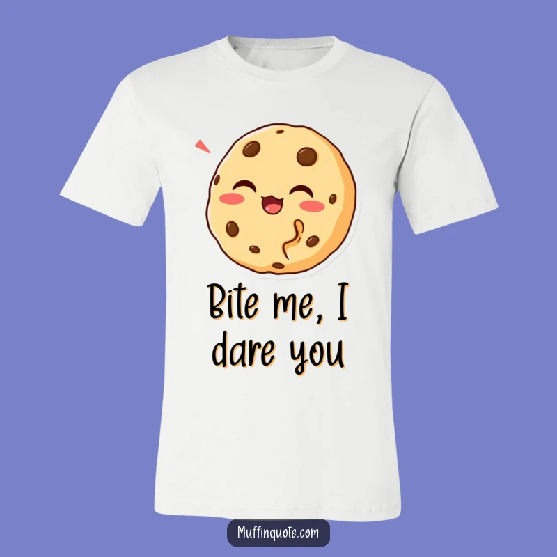 Funny Cookie Bite T-Shirt: Chortling Character Tee, Ideal Funny Gift for Snack Lovers
