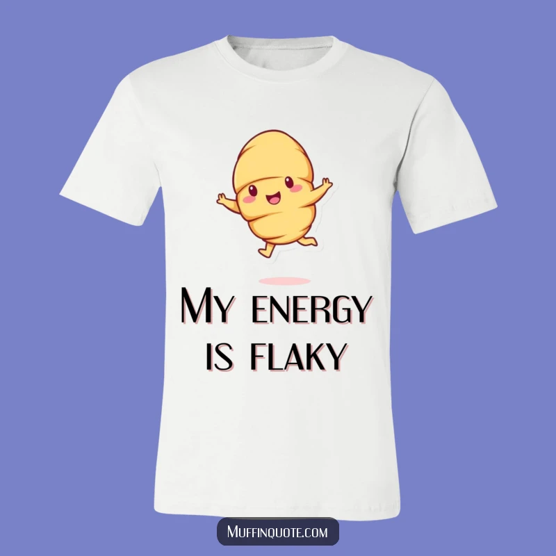 Funny Croissant Leap T-Shirt - Bouncy Pastry Character Fun Tee Gift