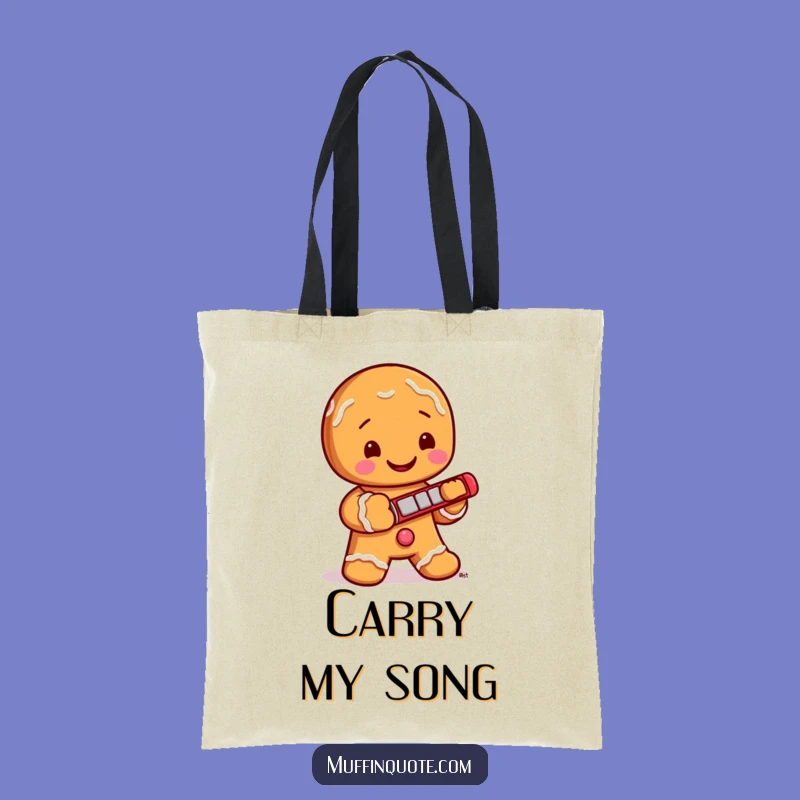 Funny Gingerbread Harmonica Tote Bag: Carry Your Tunes and Treasures Hilariously