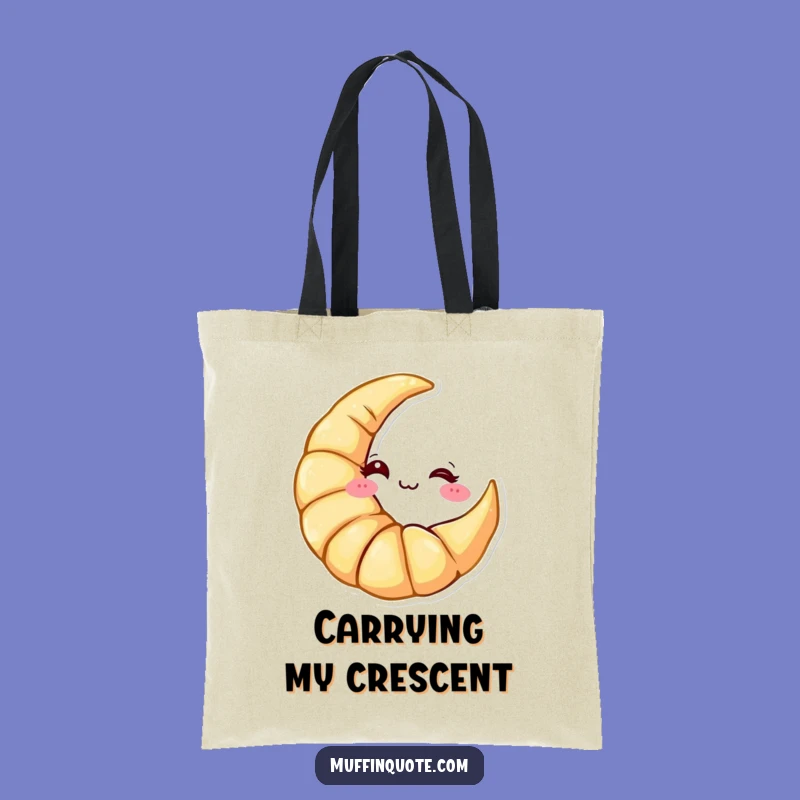 Funny Croissant Moon Tote Bag: Carry Your Pastry Pal, Great Gift for Foodies