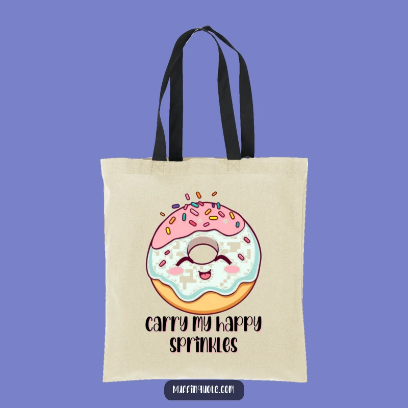 Funny Giggling Donut Tote Bag - Hilarious Sprinkle Character Carry-All