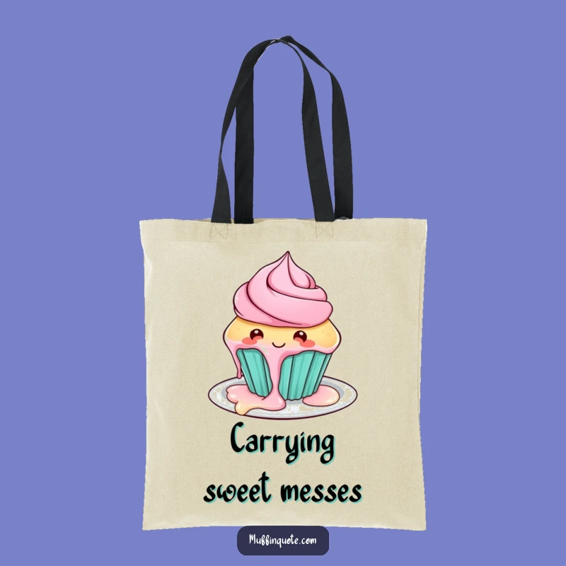 Funny Playful Cupcake Tote Bag - Hilarious Frosting Dripping Accessory