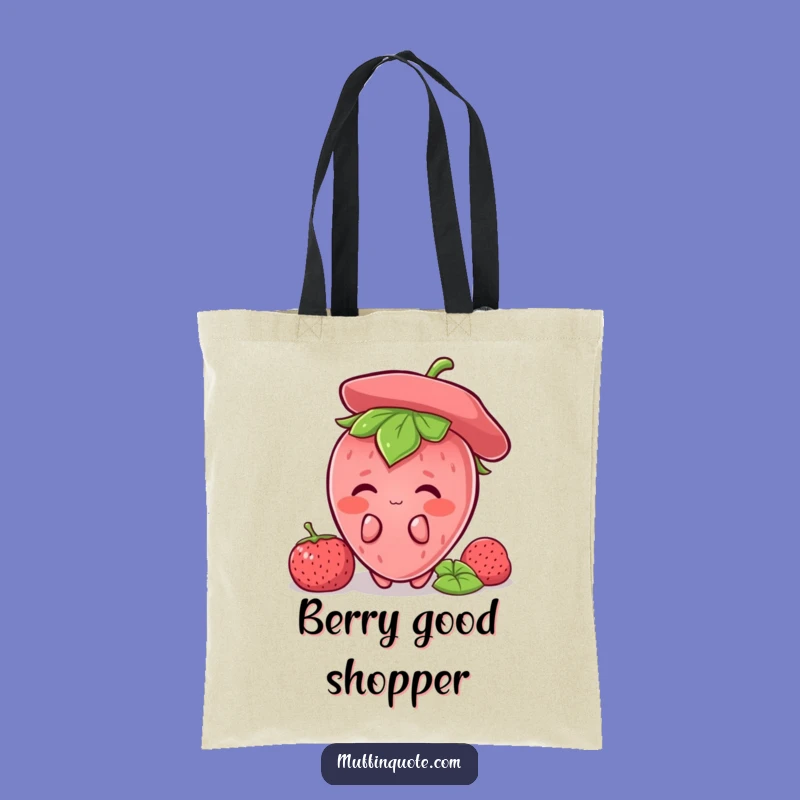Funny Strawberry Shy Tote Bag: Blushing Design, Perfect Funny Gift for Errands