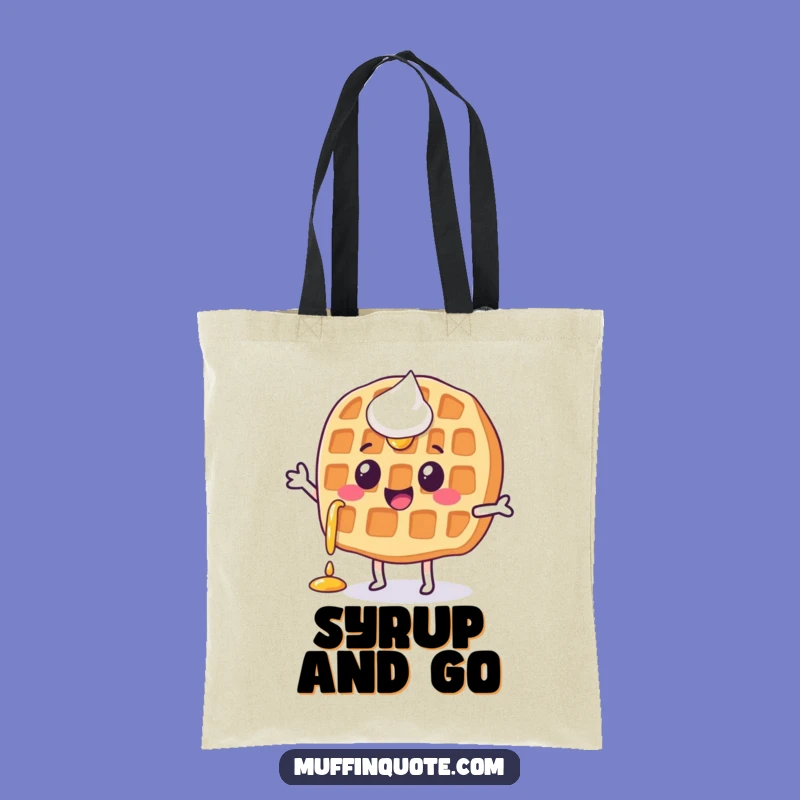 Funny Waffle Jigging Tote Bag - Happy Syrup Character Carry-All